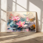 Lotus Flower Wall Art | 3 Panel Giclee Canvas Print of Pink Lotus Blossoms