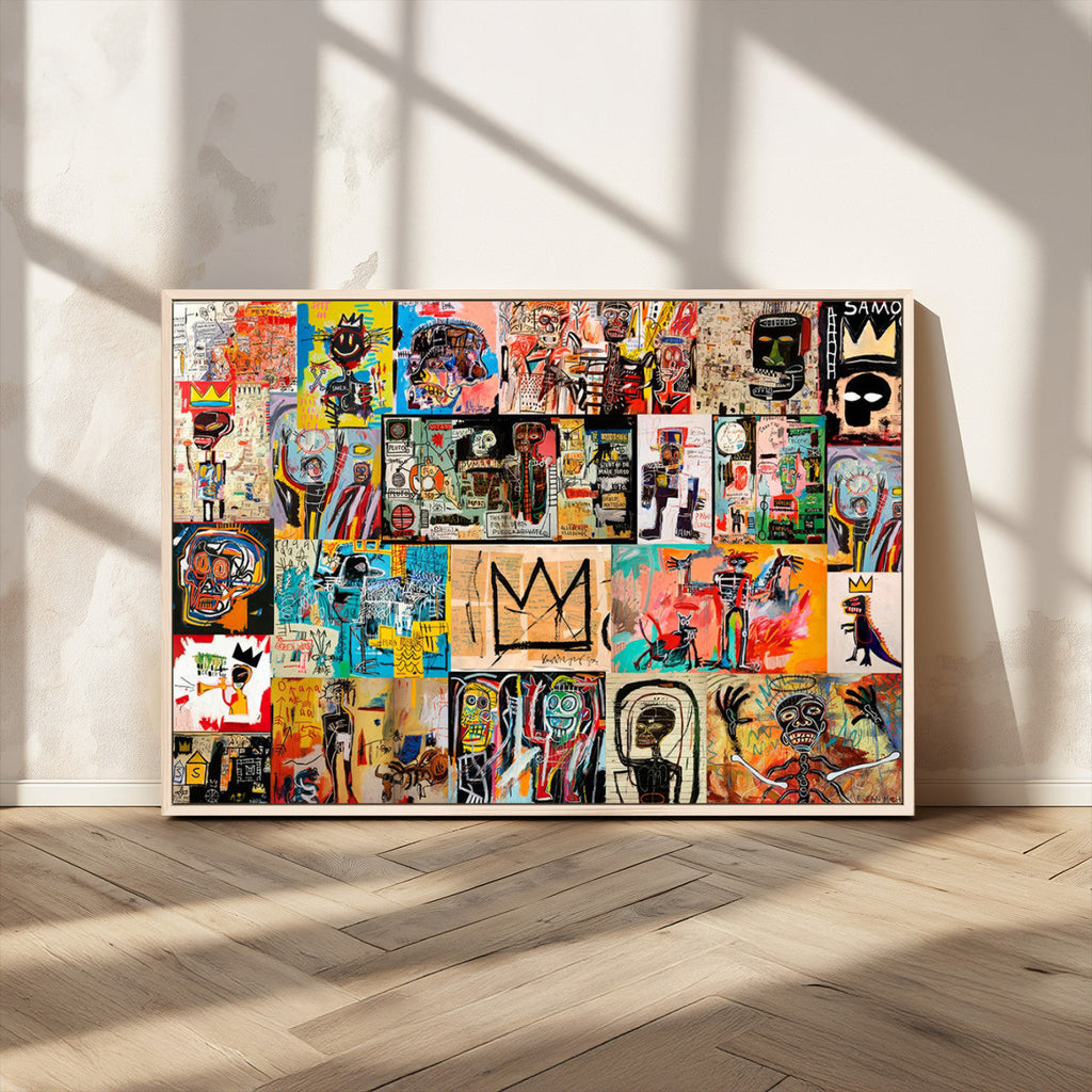 Abstract Art Collage Wall Art Canvas Print, Urban Graffiti Style