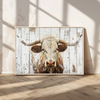 Rustic Longhorn Bull Wall Art Canvas Set