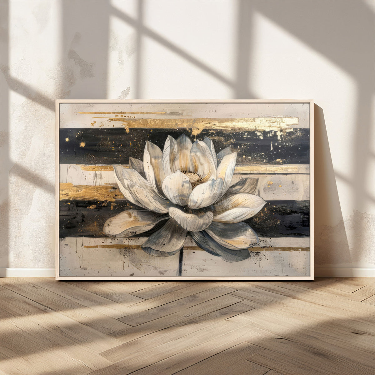 Lotus Flower Wall Art | Framed Abstract Floral Canvas