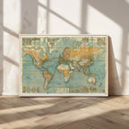 Push Pin World Map Canvas Print | Travel Tracker Wall Art for Couples