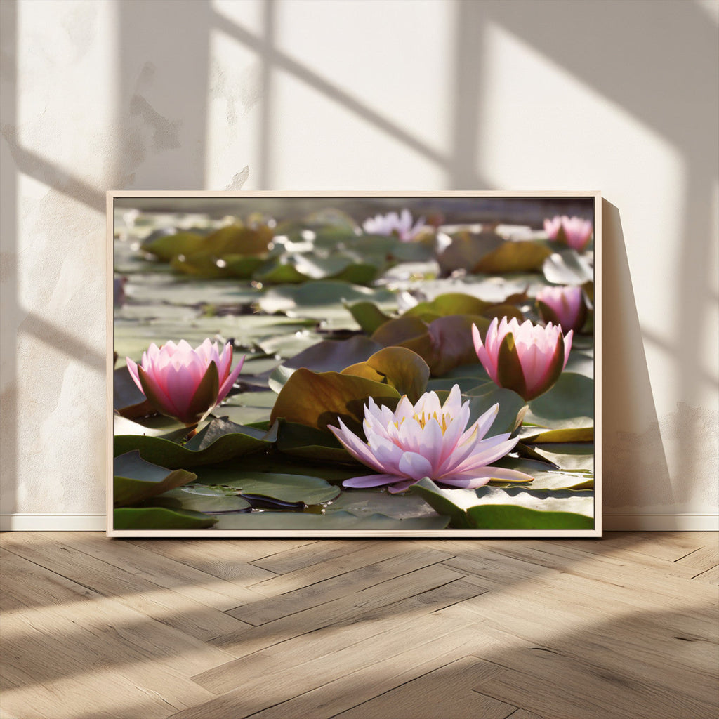 Lotus Flower Wall Art Canvas Print, Water Lily Large Wall Art for Yoga Room Decor