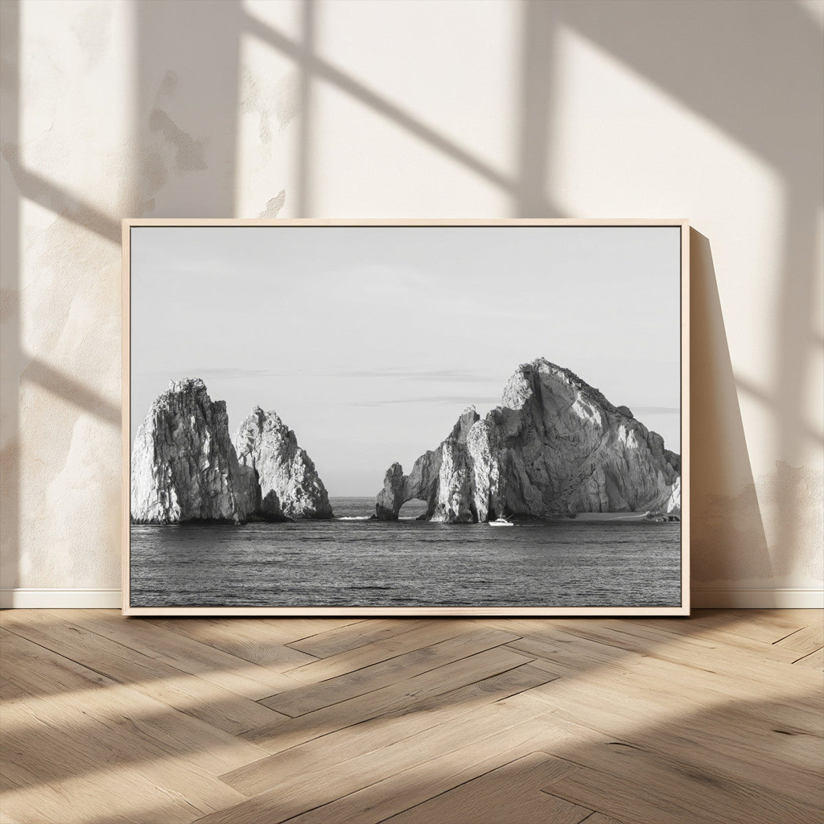 Coastal Wall Art | Framed Black White Ocean Canvas Artwork