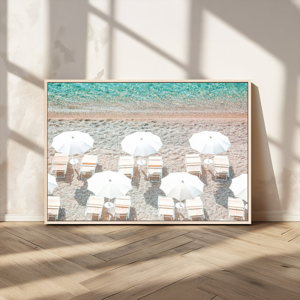 Calm Beach Wall Art | Framed Turquoise Water Canvas Artwork