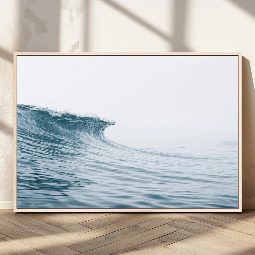 Ocean Wave Wall Art Canvas Print, Framed Coastal Decor Art, Modern Minimalist Ocean