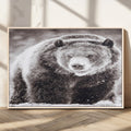 Grizzly Bear Wall Art Canvas Print, Framed Rustic Lodge Art, Wildlife Photography