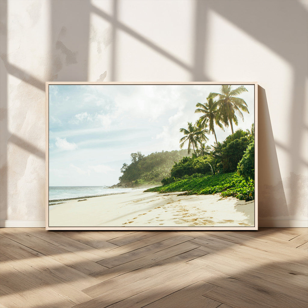 Relaxing Beach Wall Art Canvas Print, Framed Ocean View Coastal Serenity