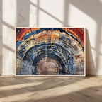 Tree Rings Wall Art Canvas Print, Framed Petrified Wood Art, Modern Rustic Decor