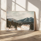 Mountain Landscape Wall Art Canvas Print, Framed Snowy Peaks Alpine Winter