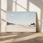 Minimalist Beach Wall Art Canvas Print, Framed Coastal Serenity Soft Sand