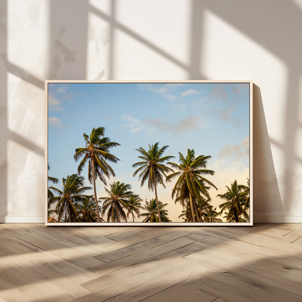 Palms Wall Art Canvas Print, Framed Tropical Coastal Nature Scene