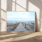 Beach Boardwalk Wall Art Canvas Print, Framed Coastal Serenity Ocean View