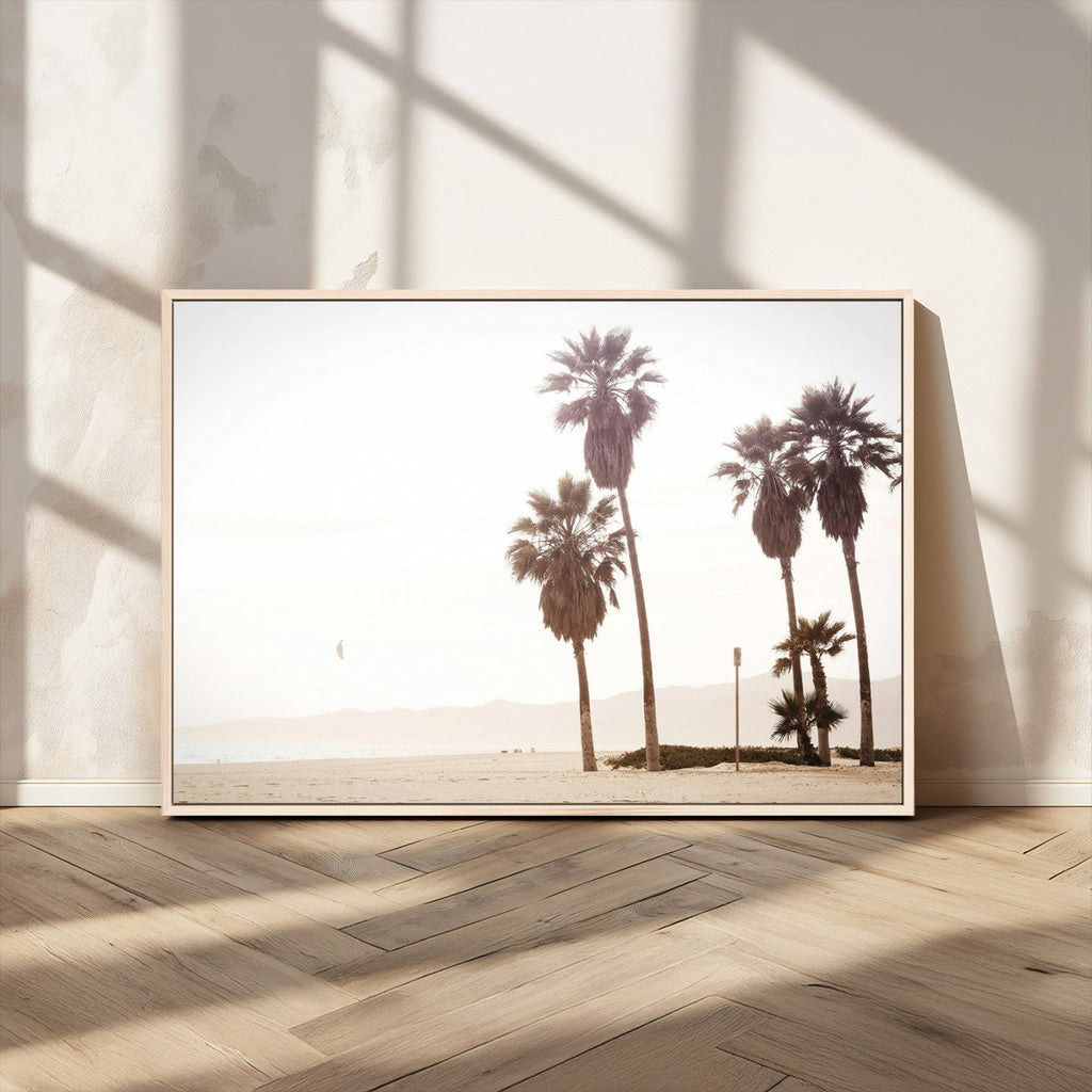 Coastal Light Wall Art Canvas Print, Framed Relaxing Shoreline Art, Minimalist Ocean Tropical Decor