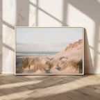 Beach Landscape Wall Art Canvas Print, Framed Sand Dune Photography, Minimalist Seascape Coastal Decor
