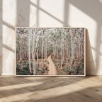 Forest Dirt Road Wall Art Canvas Print, Scenic Woodland Pathway with Tall Trees
