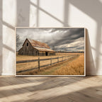 Rustic Farm Barn Wall Art Canvas Print, Stormy Sky Country Decor