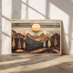 Wooden Mountain Layers Art | Rustic Pine Tree Landscape