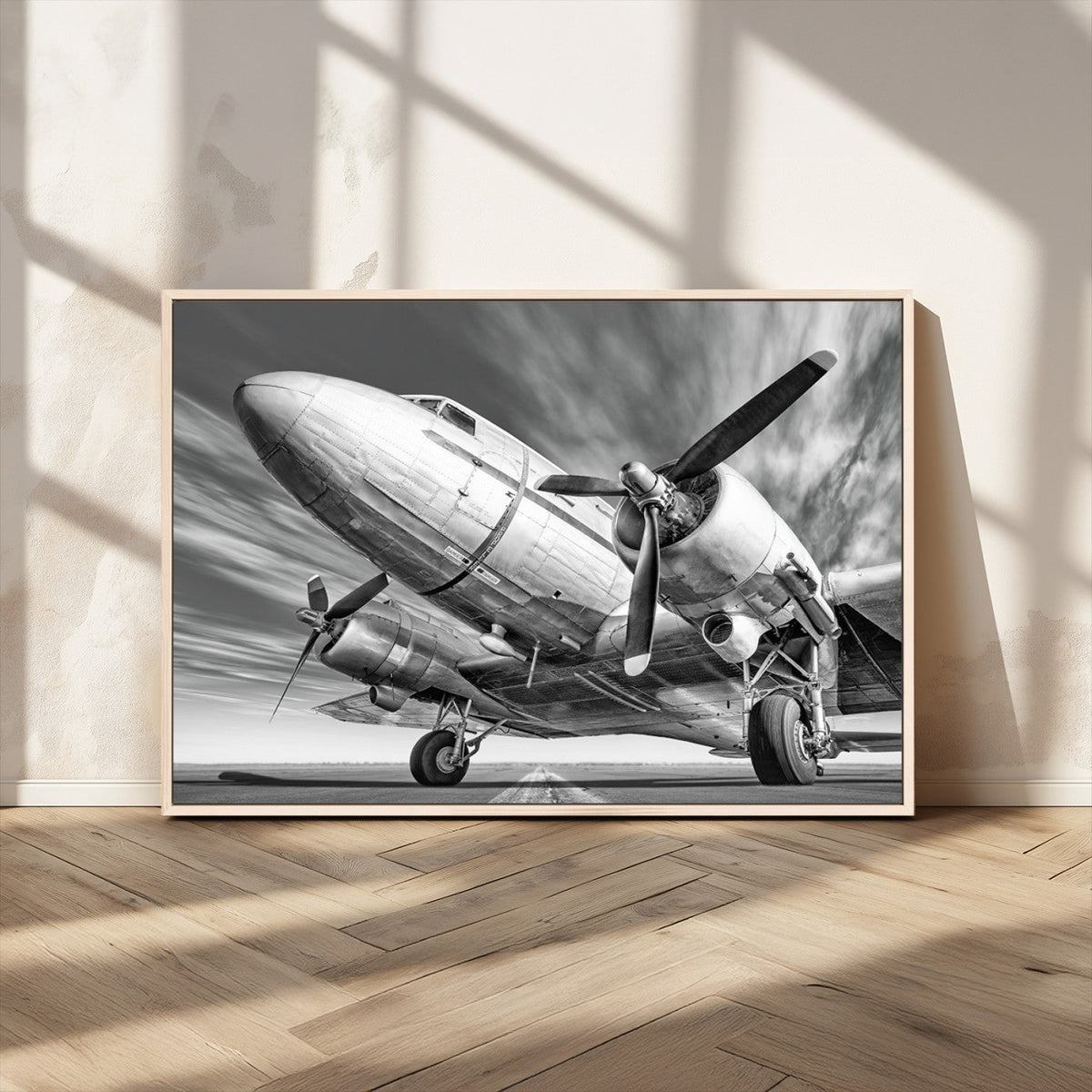 Vintage Airplane on Runway Canvas Print