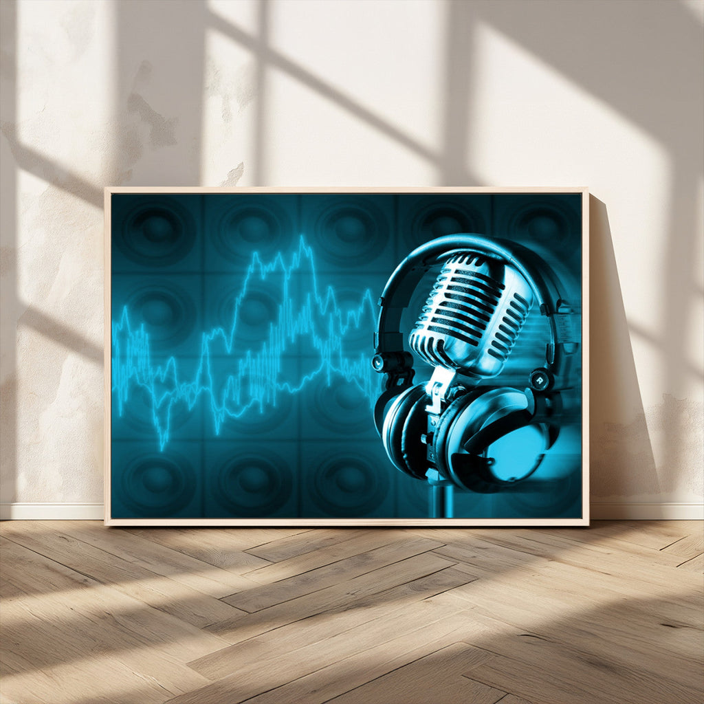 Music and Microphone Wall Art Canvas Print