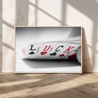 Framed Lucky Poker Cards Canvas | Modern Triptych Wall Art for Game Rooms