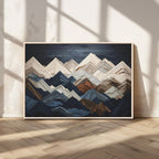 Rustic Mountain Landscape Wall Art Canvas Print, Framed 3D Wooden Effect Mountain Art