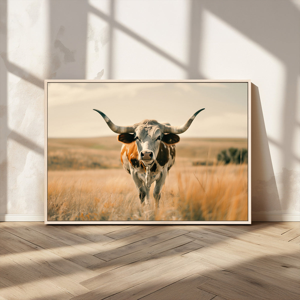 Texas Cow Wall Art Canvas Print for Farm House Wall Decor