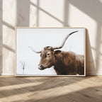 Rustic Bull Wall Art Canvas Print, Modern Longhorn Farmhouse Animal Decor