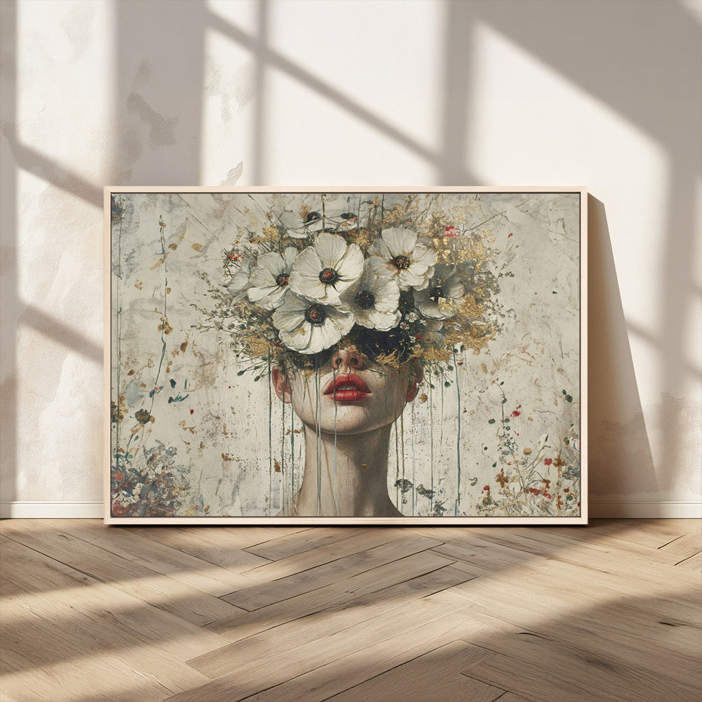 Abstract Floral Women Pastel Wall Art Canvas Print
