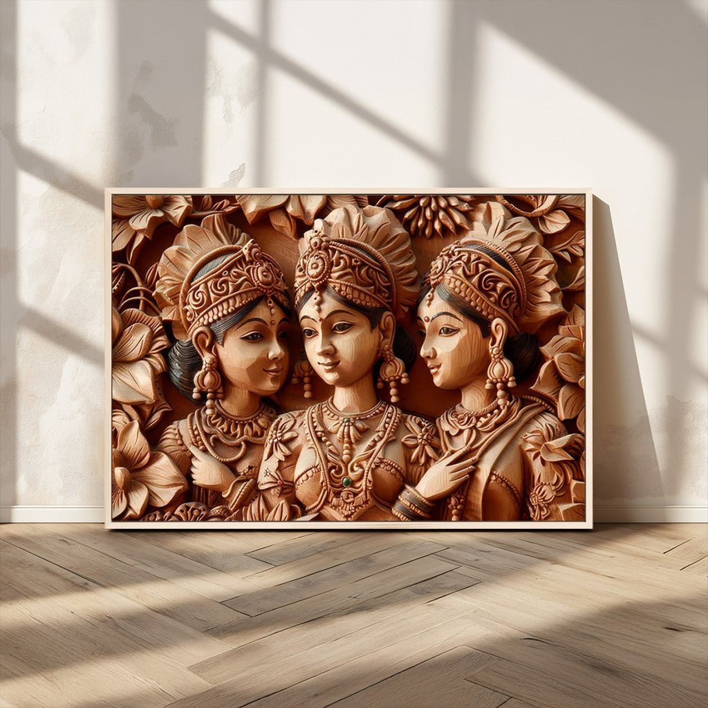 Indian Woman Statue Wall Art Canvas Print