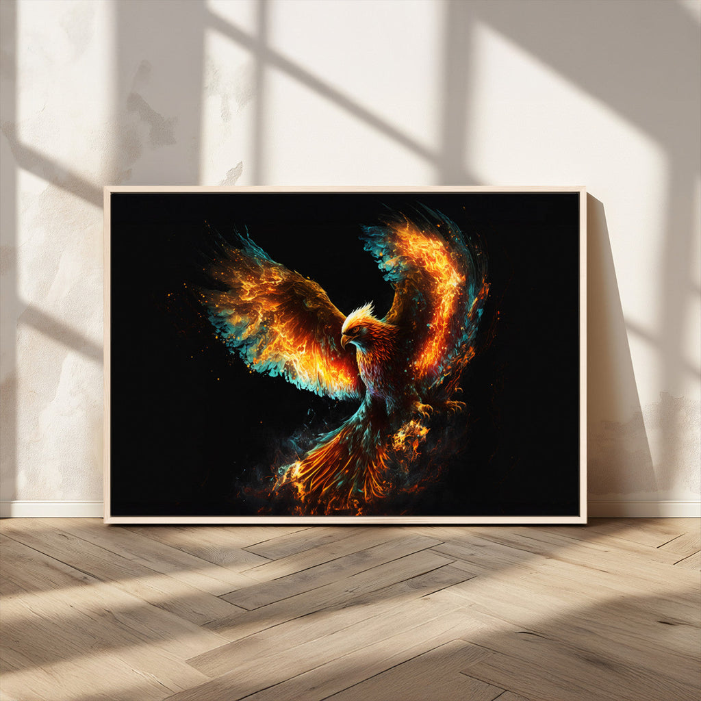 Fiery Phoenix Canvas Print | Ready to Hang Wall Art | Bold Fantasy Decor