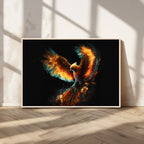 Fiery Phoenix Canvas Print | Ready to Hang Wall Art | Bold Fantasy Decor