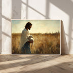 Jesus the Good Shepherd Wall Art Canvas Print, Inspirational Christian Religious Print for Prayer Room