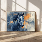 Abstract Blue Horse Wall Art Print Canvas | Western Horse Wall Art for Farmhouse Decor
