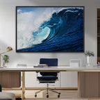 Ocean Wave at Sunset Canvas Art, Large Wall Print of Vibrant Water Waves
