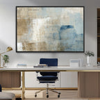 Abstract Blue and Beige Wall Art, Modern Minimalist Canvas Print Set