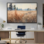 Golden Fields Canvas Wall Art Print | Serene Minimalist Landscape for Modern Decor