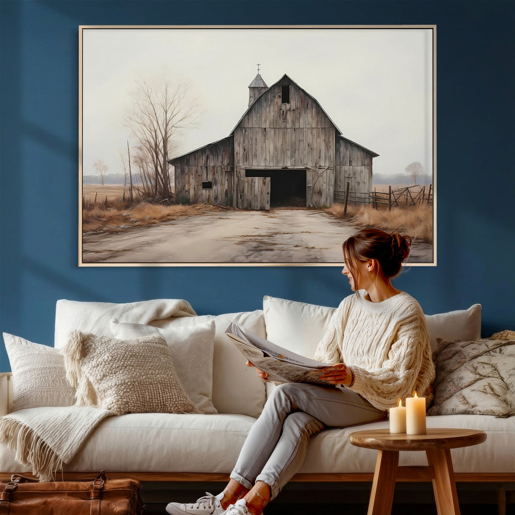 Farmhouse Rustic Barn Wall Art Canvas Print, Framed and Ready to Hang