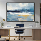 Abstract Ocean Canvas Wall Art - Coastal Blue and Gold
