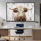 Rustic Longhorn Bull Wall Art Canvas Set