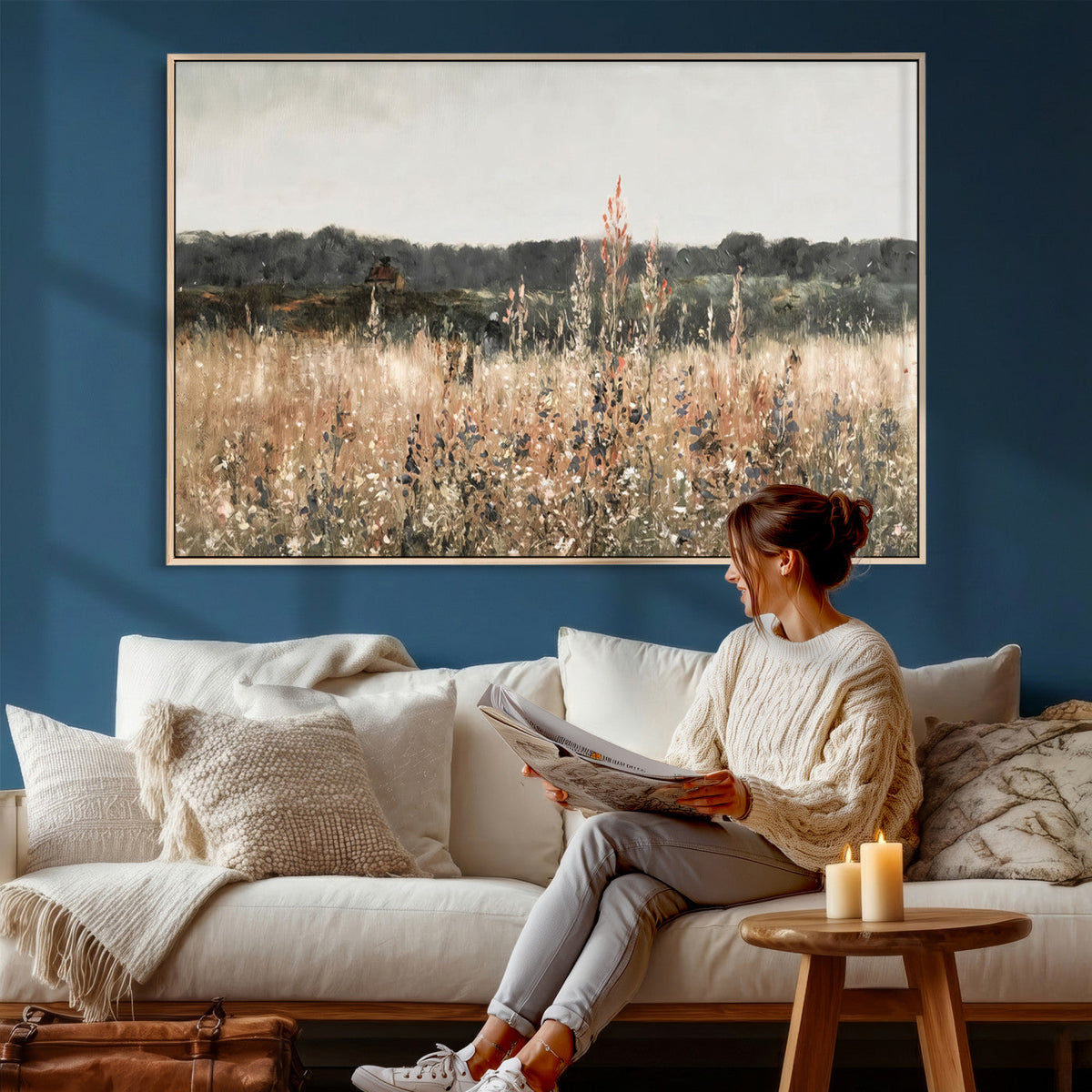 Rustic Field Landscape Wall Art Print, Giclee Canvas Wall Art