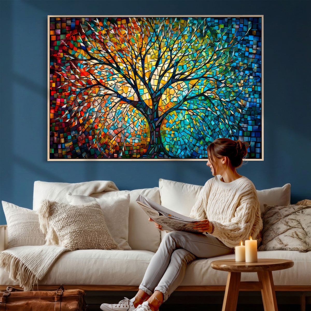 Yggdrasil Tree of Life Wall Art Print | Mosaic Style Canvas Wall Art