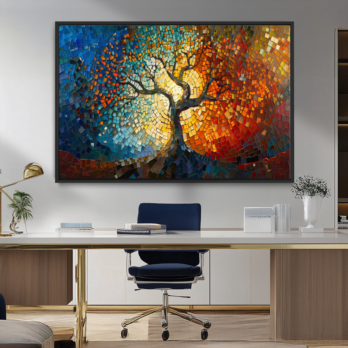 Yggdrasil Tree of Life Mosaic Stained Glass Wall Art Canvas Print