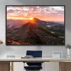 Mountain Sunrise Wall Art | Framed Alpine Ridge Canvas