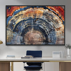 Tree Rings Wall Art Canvas Print, Framed Petrified Wood Art, Modern Rustic Decor
