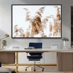 Pampas Grass Wall Art Canvas Print, Framed Neutral Tones Minimalist Boho