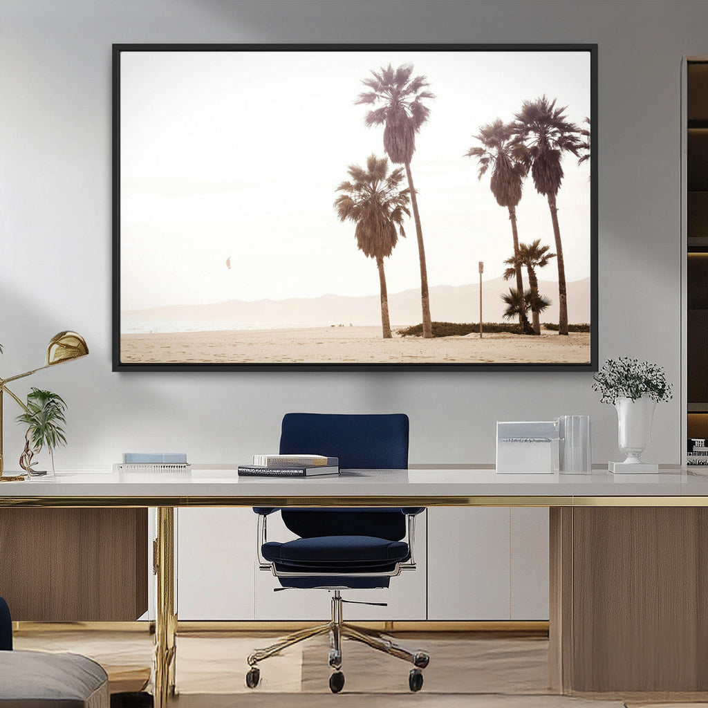 Coastal Light Wall Art Canvas Print, Framed Relaxing Shoreline Art, Minimalist Ocean Tropical Decor