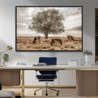 Texas Longhorn Cattle Wall Art, Rustic Western Ranch Canvas