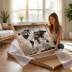 Personalized Push Pin World Map Wall Art Canvas Print, Customizable Framed Travel Map - NEWMAP-085