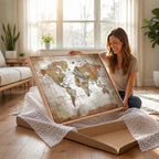 Vibrant Watercolor World Map Canvas Wall Art | Framed Travel Map