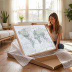 Push Pin World Map Canvas Print - Detailed Vintage World Map